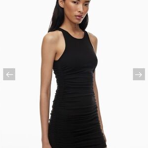 TNA Black Sleeveless Ruched Mini Dress